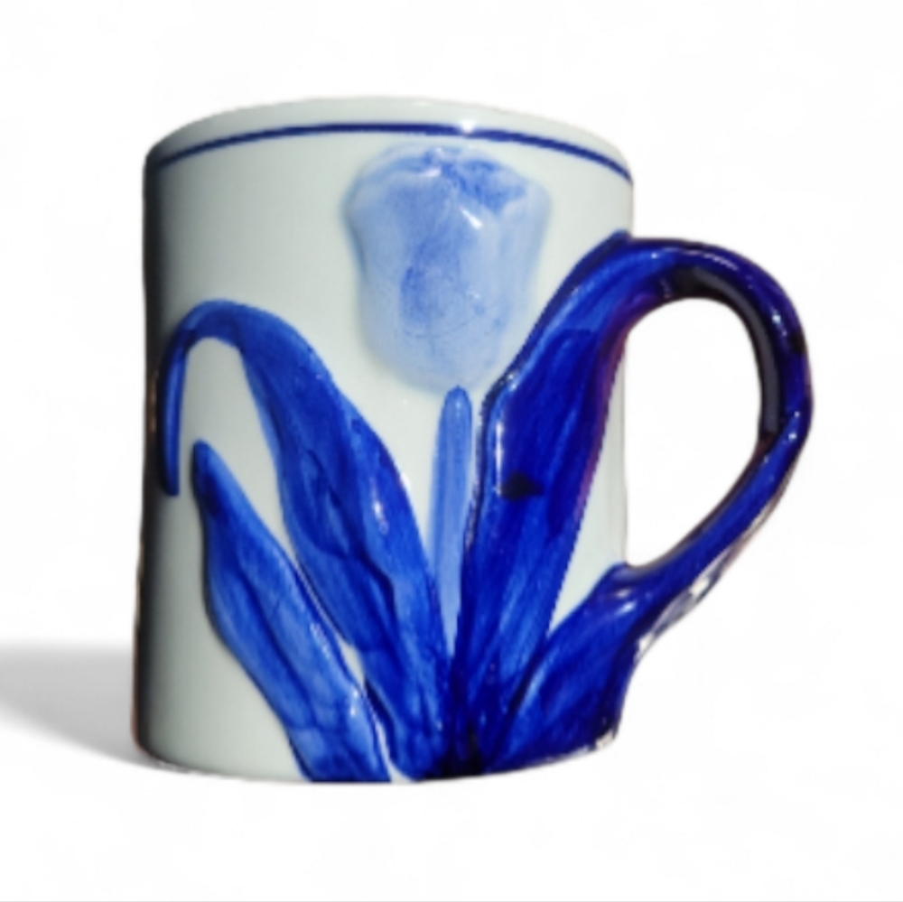 Delft Blauw - Blue Floral Hand-Painted Ceramic Mug